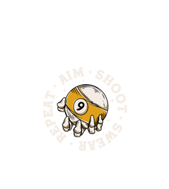 Aim Shoot Swear Repeat Biliard model negru pe tricou