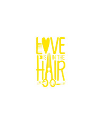 Love is in the hair model negru pe tricou