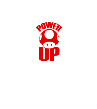Power up model alb pe tricou