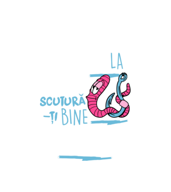 Secretul la pescuit scutură-ți bine viermele model alb pe tricou