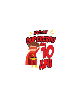 Acest mic supererou are 10 ani model negru pe tricou