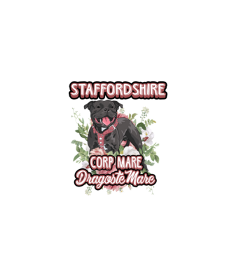 american staffordshire terrier - corp mare, dragoste mare model alb pe tricou