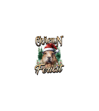 Capybara christmas model negru pe tricou