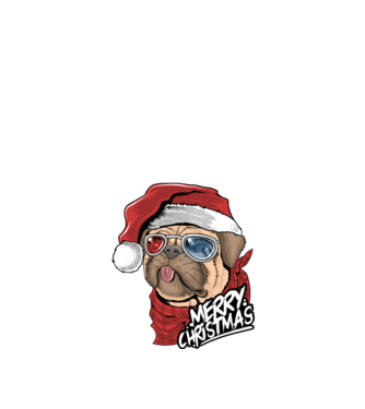 Merry Christmas Mopsz model negru pe tricou