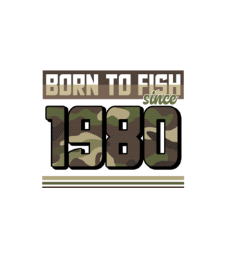Born to fish since 1980 model alb pe tricou