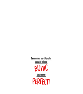 Denumirea purtătorului acestui tricou: bunic! Calificare: Perfect! model alb pe tricou