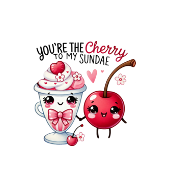 Cherry to my Sunday model alb pe tricou