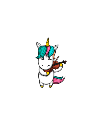 Unicorn Violin model alb pe tricou