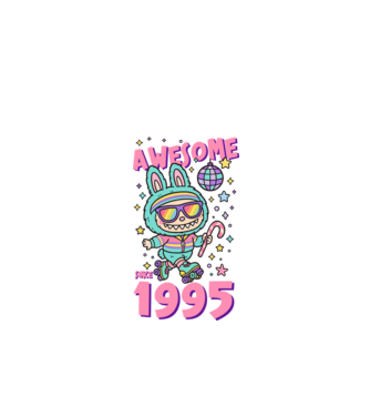 Awesome since 1995 - Labubu model negru pe tricou