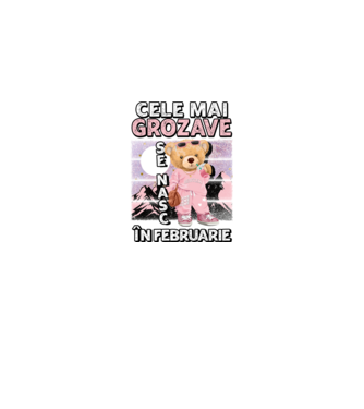 RETRO teddy fetişcană FEBRUARIE model negru pe tricou