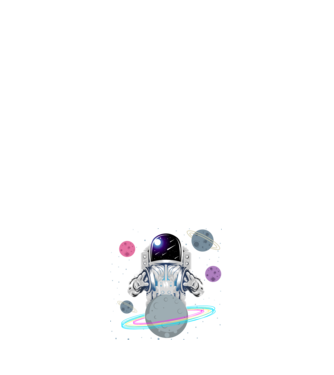 Astronaut planets model alb pe tricou