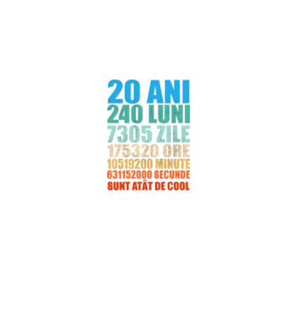 De 20 ani - luni - zile - ore - minute - secunde - sunt atât de cool model negru pe tricou