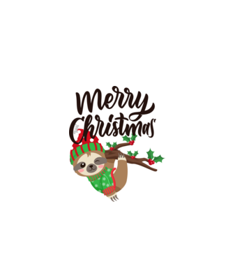 Merry christmas sloth model alb pe tricou