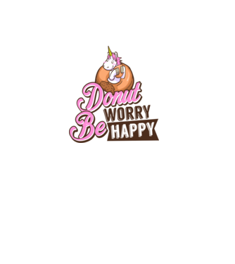 Donut worry be happy model alb pe tricou