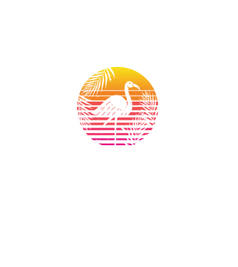 Retro flamingo sunset model negru pe tricou