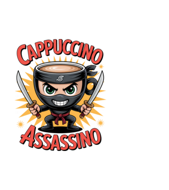 Cappuccino Assasino model alb pe tricou