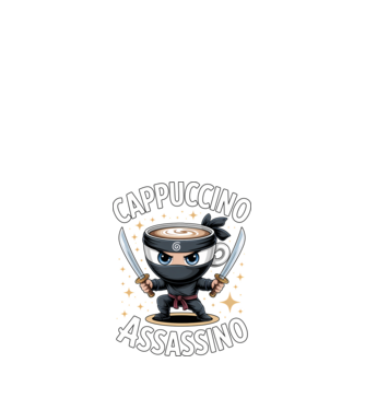 Cappuccino Assassino model negru pe tricou