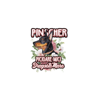 Pinscher picioare mici dragoste mare model alb pe tricou