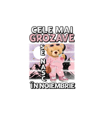 RETRO teddy fetişcană NOIEMBRIE model alb pe tricou