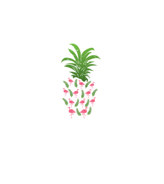 Flamingo ananas model negru pe tricou