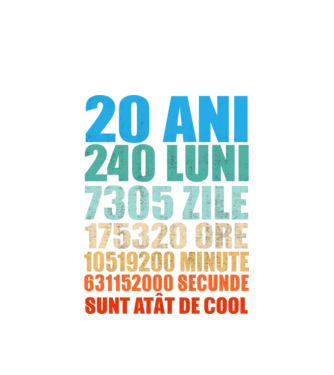 De 20 ani - luni - zile - ore - minute - secunde - sunt atât de cool model alb pe tricou