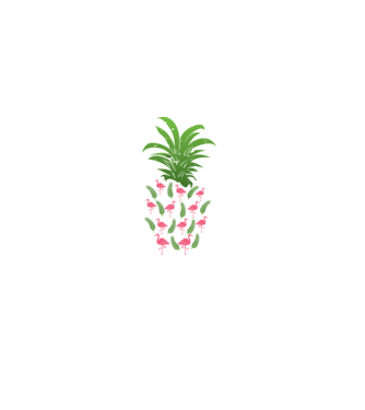 Flamingo ananas model negru pe tricou