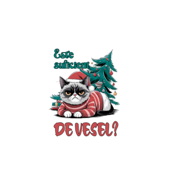 Este suficient de vesel? pisică Crăciun model alb pe tricou