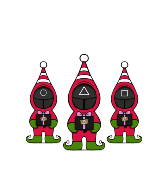 merry squid game model alb pe tricou