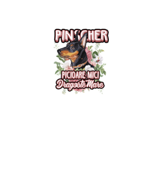 Pinscher picioare mici dragoste mare model galben neon pe tricou