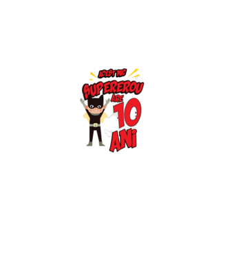Acest mic supererou are 10 ani model negru pe tricou