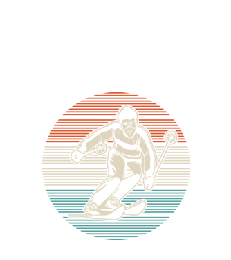 Retro circle ski model negru pe tricou