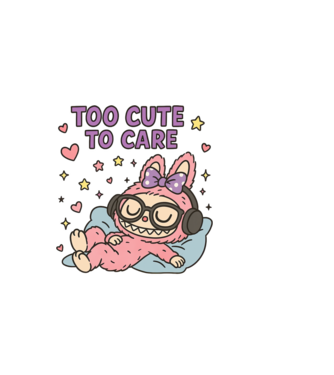 Too cute to care model negru pe tricou