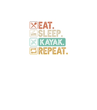 Eat Sleep Kayak model negru pe tricou