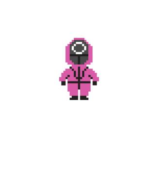 squid game pixel model negru pe tricou