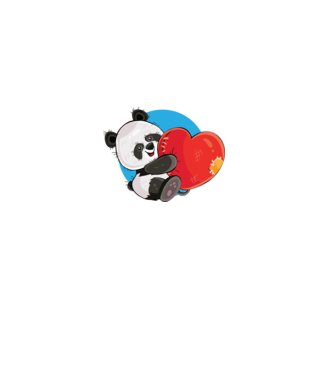 Dragoste panda model alb pe tricou