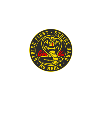 Strike first strike hard cobra kai model negru pe tricou