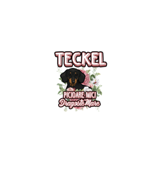 teckel : picioare mici dragoste mare model alb pe tricou