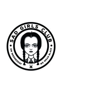 WEDNESDAY Sad Girls Club model negru pe tricou