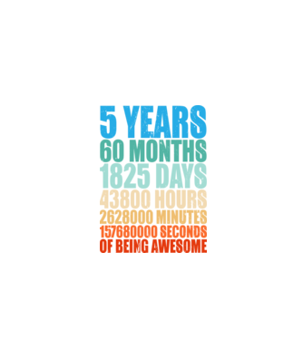 5 years of being awesome model negru pe tricou