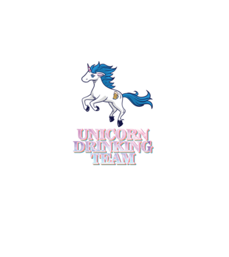 Unicorn drinking team model alb pe tricou