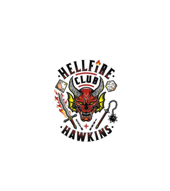 hellfire club hawkins model alb pe tricou
