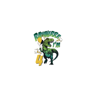 'Birthday Dinosaur rawww i''m 4' model alb pe tricou