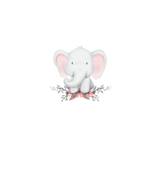 Elefant cu flori model alb pe tricou