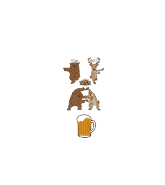 Bear deer beer model alb pe tricou