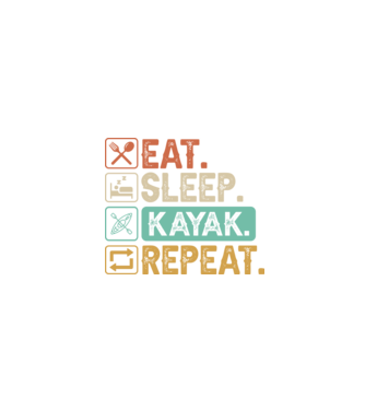 Eat Sleep Kayak model negru pe tricou
