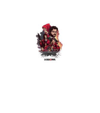 la casa de papel poster theme model alb pe tricou