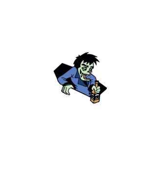 Drunk Zombie model alb pe tricou