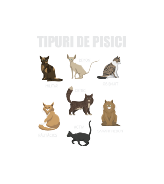 Tipuri de pisici model alb pe tricou