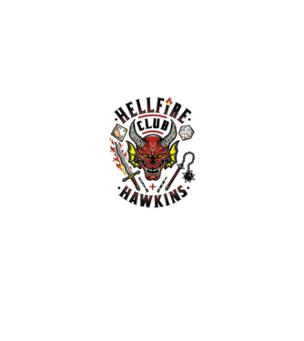 hellfire club hawkins model alb pe tricou