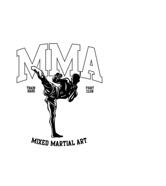 MMA model alb pe tricou